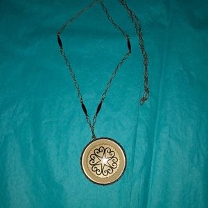Vintage Compact pendant Damask necklace